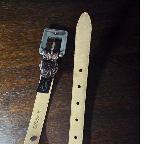 Brighton vtg textured mixed metals brown leather belt M main image 7